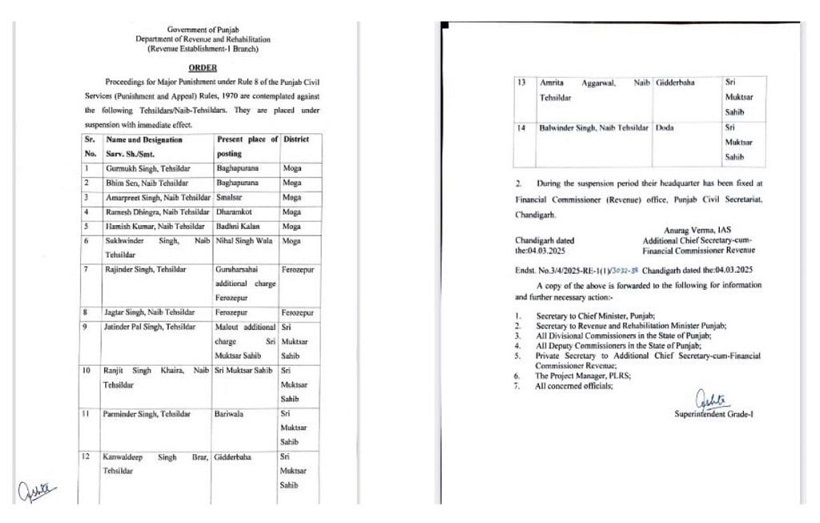 PrimekhabarPunjab Tehsilar Suspencd