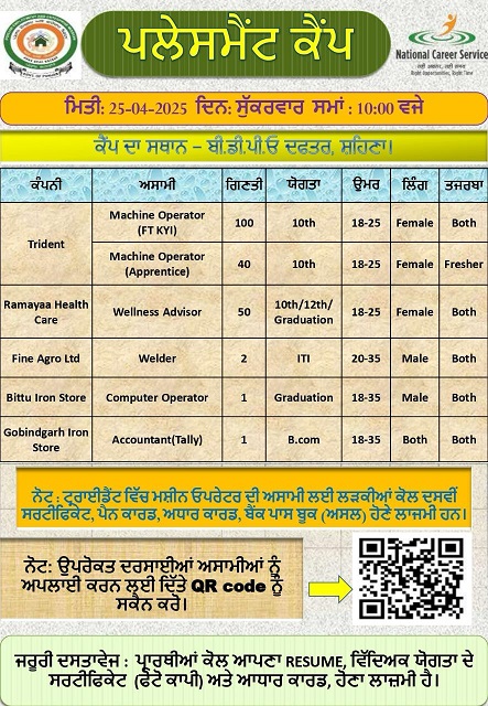 Prime khabar punjab Empolyeement camp